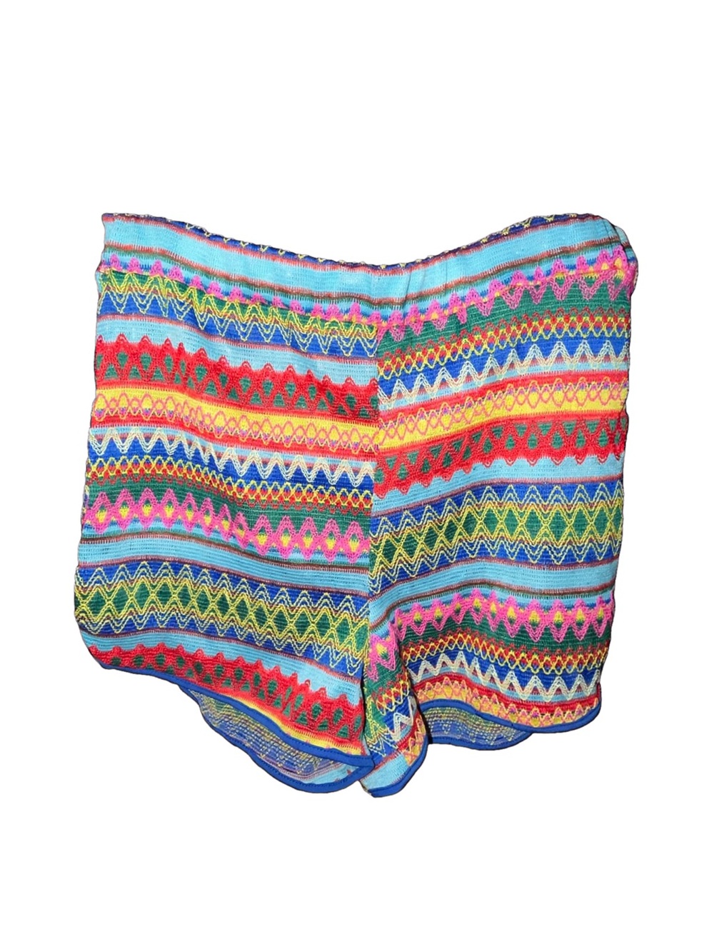 SHEIN 2 Piece Rainbow Striped Crochet Tie-Front Crop Top and Shorts - Picture 2 of 3